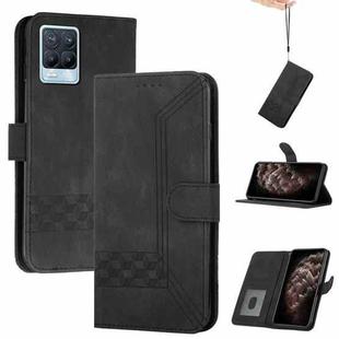 For OPPO Realme 8 5G Cubic Skin Feel Flip Leather Phone Case(Black)