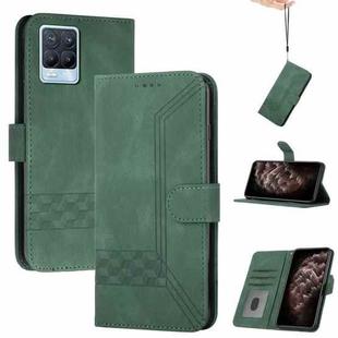 For OPPO Realme 8 / 8 Pro Cubic Skin Feel Flip Leather Phone Case(Dark Green)