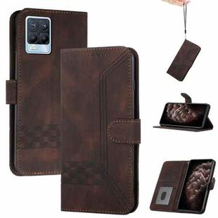 For OPPO Realme 8 / 8 Pro Cubic Skin Feel Flip Leather Phone Case(Dark Brown)