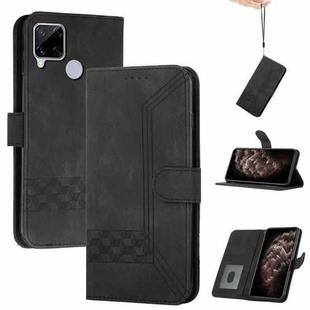 For OPPO Realme C12 / C15 Cubic Skin Feel Flip Leather Phone Case(Black)