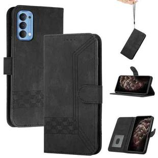 For OPPO Reno5 Cubic Skin Feel Flip Leather Phone Case(Black)