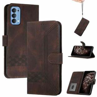 For OPPO Reno5 Pro 5G Cubic Skin Feel Flip Leather Phone Case(Dark Brown)