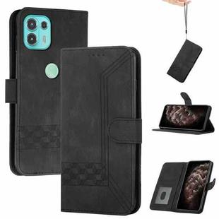 For Motorola Edge 20 Lite Cubic Skin Feel Flip Leather Phone Case(Black)