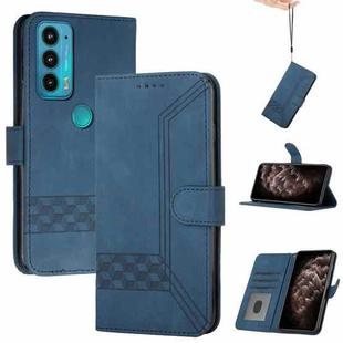 For Motorola Edge 20 Pro Cubic Skin Feel Flip Leather Phone Case(RoyalBlue)