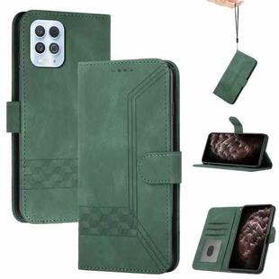 For Motorola Edge S / G100 Cubic Skin Feel Flip Leather Phone Case(Dark Green)