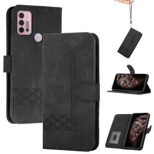 For Motorola Moto G10 / G20 / G30 Cubic Skin Feel Flip Leather Phone Case(Black)