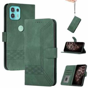 For Motorola Moto G50 5G Cubic Skin Feel Flip Leather Phone Case(Dark Green)