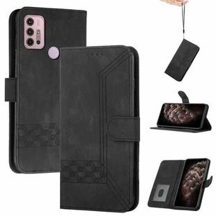 For Motorola Moto G60S Cubic Skin Feel Flip Leather Phone Case(Black)