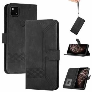 For Google Pixel 4a Cubic Skin Feel Flip Leather Phone Case(Black)