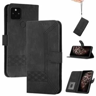 For Google Pixel 5 Cubic Skin Feel Flip Leather Phone Case(Dark Brown)