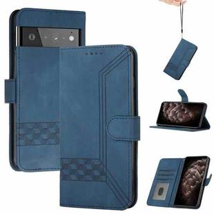 For Google Pixel 6 Cubic Skin Feel Flip Leather Phone Case(RoyalBlue)