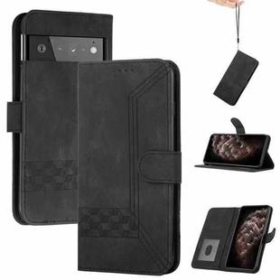 For Google Pixel 6 Cubic Skin Feel Flip Leather Phone Case(Black)