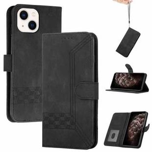 For iPhone 13 Cubic Skin Feel Flip Leather Phone Case(Black)