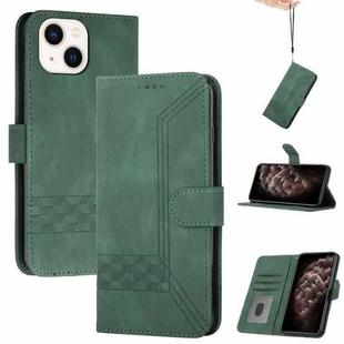 For iPhone 13 Cubic Skin Feel Flip Leather Phone Case(Green)