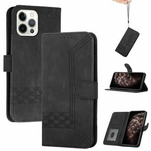 For iPhone 13 Pro Cubic Skin Feel Flip Leather Phone Case (Black)
