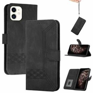 For iPhone 12 mini Cubic Skin Feel Flip Leather Phone Case (Black)