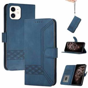 For iPhone 12 mini Cubic Skin Feel Flip Leather Phone Case (Blue)