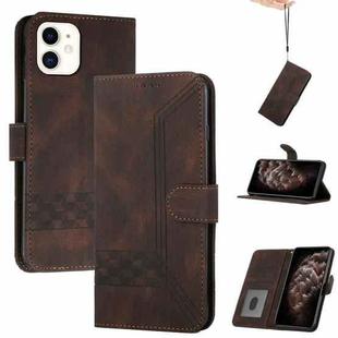 For iPhone 12 mini Cubic Skin Feel Flip Leather Phone Case (Brown)