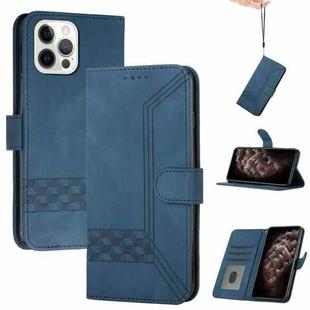 For iPhone 12 Pro Max Cubic Skin Feel Flip Leather Phone Case(Blue)