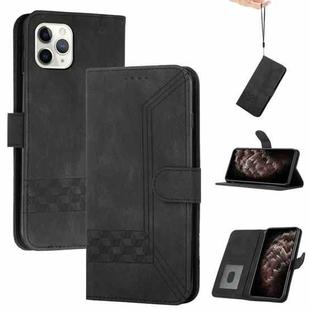 For iPhone 11 Pro Cubic Skin Feel Flip Leather Phone Case (Black)