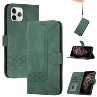 For iPhone 11 Pro Max Cubic Skin Feel Flip Leather Phone Case (Green)