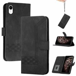 For iPhone XR Cubic Skin Feel Flip Leather Phone Case(Black)