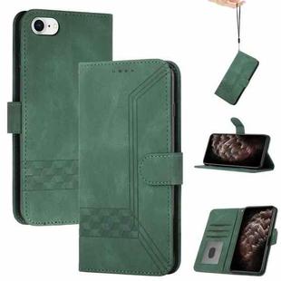 For iPhone SE 2022 / SE 2020 / 8 / 7 Cubic Skin Feel Flip Leather Phone Case(Green)
