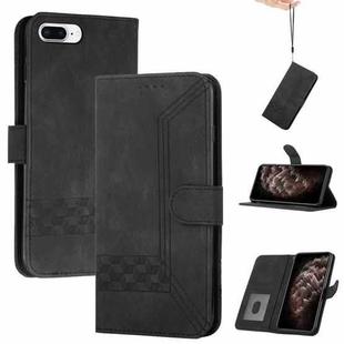 Cubic Skin Feel Flip Leather Phone Case For iPhone 7 Plus / 8 Plus(Black)