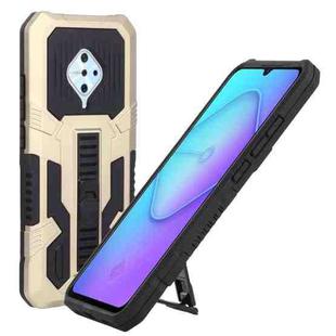For vivo S1 Pro Vanguard Warrior All Inclusive Double-color Shockproof TPU + PC Phone Case with Holder(Gold)