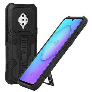 For vivo S1 Pro Vanguard Warrior All Inclusive Double-color Shockproof TPU + PC Phone Case with Holder(Black)