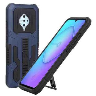 For vivo S1 Pro Vanguard Warrior All Inclusive Double-color Shockproof TPU + PC Phone Case with Holder(Blue)