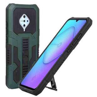 For vivo S1 Pro Vanguard Warrior All Inclusive Double-color Shockproof TPU + PC Phone Case with Holder(Green)