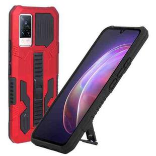 For vivo V21 Vanguard Warrior All Inclusive Double-color Shockproof TPU + PC Phone Case with Holder(Red)