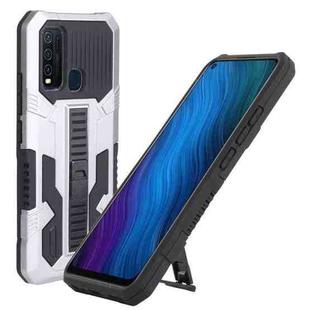 For vivo Y50 Vanguard Warrior All Inclusive Double-color Shockproof TPU + PC Phone Case with Holder(Silver)