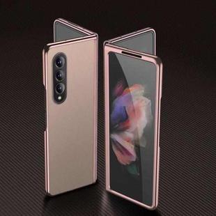 For Samsung Galaxy Z Fold3 5G Plating Leather Phone Case(Rose Gold)