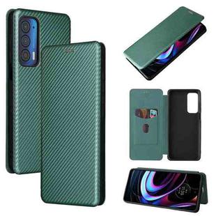 For Motorola Edge 2021 Carbon Fiber Texture Leather Phone Case with Card Slot(Green)
