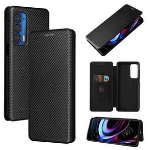 For Motorola Edge 2021 Carbon Fiber Texture Leather Phone Case with Card Slot(Black)