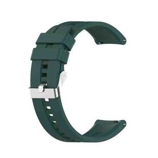 For Huawei Watch GT 3 42mm 20mm Silicone Silver Buckle Watch Band(Dark Green)