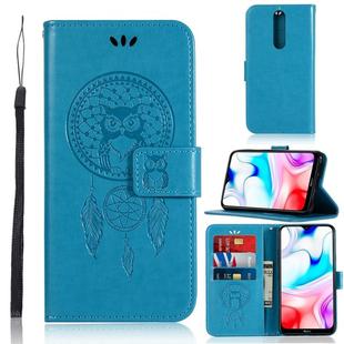 For Xiaomi Redmi 8 Wind Chime Owl Embossing Pattern Horizontal Flip Leather Case with Holder & Card Slots & Wallet(Blue)