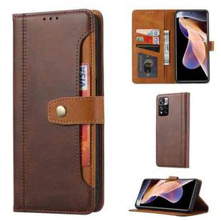 For Xiaomi Redmi Note 11/Poco M4 Pro Calf Texture Double Fold Leather Phone Case(Brown)