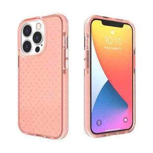 For iPhone 13 Pro Grid Pattern Shockproof Transparent TPU Phone Case (Pink)