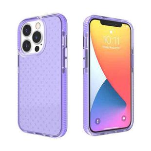For iPhone 13 Pro Grid Pattern Shockproof Transparent TPU Phone Case (Purple)