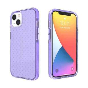 For iPhone 13 mini Grid Pattern Shockproof Transparent TPU Phone Case (Purple)