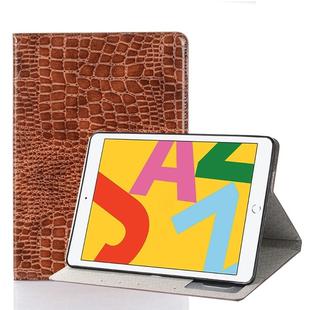 For iPad 10.2 / 10.5 Crocodile Texture Horizontal Flip Leather Case with Holder & Card Slots & Wallet(Brown)