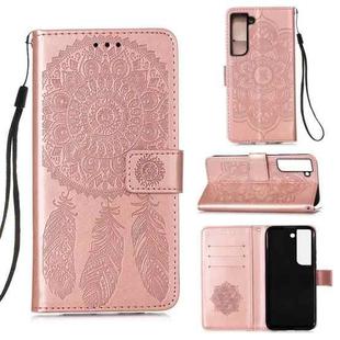 For Samsung Galaxy S22 5G Dream Catcher Printing Horizontal Flip Leather Phone Case(Rose Gold)