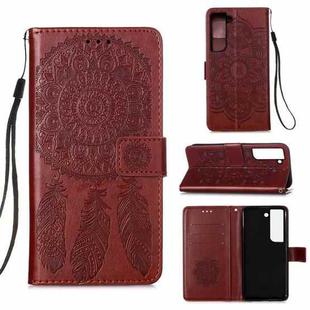 For Samsung Galaxy S22+ 5G Dream Catcher Printing Horizontal Flip Leather Phone Case(Brown)
