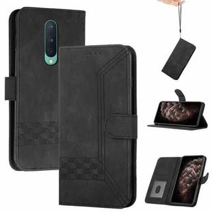 Cubic Skin Feel Flip Leather Phone Case For OnePlus 8(Black)