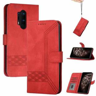 Cubic Skin Feel Flip Leather Phone Case For OnePlus 8 Pro(Red)