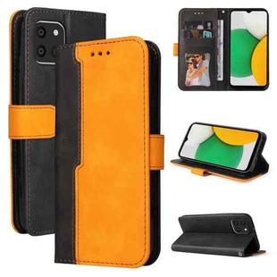 For Samsung Galaxy A03 EU Version Stitching-Color Flip Leather Phone Case with Holder(Orange)