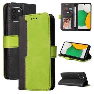 For Samsung Galaxy A03 Global Stitching-Color Flip Leather Phone Case with Holder(Green)